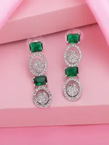 Estele Rhodium-Plated Geometric Drop Earrings