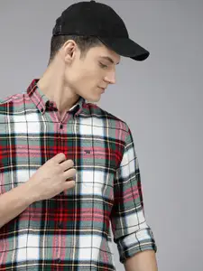 THE BEAR HOUSE Men Slim Fit Checked Pure Cotton Casual Shirt