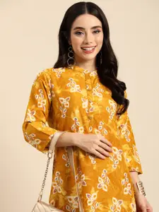 Anouk Floral Printed Mandarin Collar Kurta