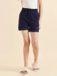 Sweet Dreams Girls Navy Blue Mid Rise Cotton Lounge Shorts
