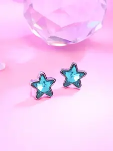 Yellow Chimes Silver-Plated Contemporary Studs Earrings