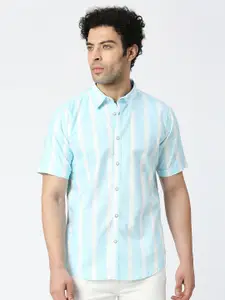 Pepe Jeans Men Blue Standard Opaque Striped Casual Shirt