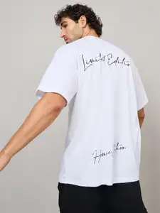 Styli Men Typography Back Print Drop- Shoulder Sleeves Oversized T-shirt