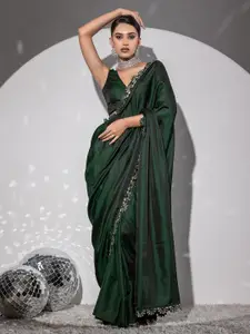 Swtantra Embellished Beads Work Satin Saree With Blouse Piece