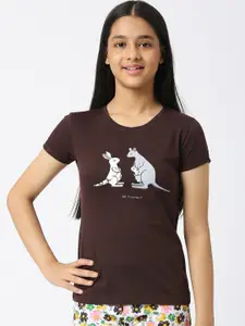 SINI MINI Girls Printed Pure Cotton Lounge T-Shirt