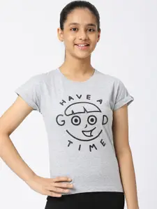 SINI MINI Girls Typography Printed Pure Cotton Lounge T-Shirt