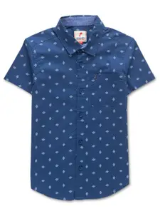 JusCubs Boys Navy Blue Premium Opaque Printed Casual Shirt