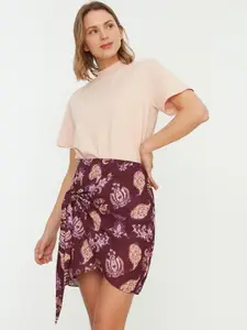 Trendyol Printed Wrap Mini Skirt