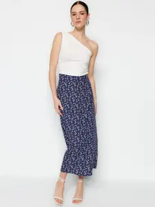 Trendyol Floral Printed Midi A-Line Skirt