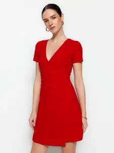 Trendyol V-Neck Mini Wrap Dress