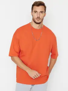 Trendyol Drop-Shoulder Sleeves Pure Cotton Casual T-shirt
