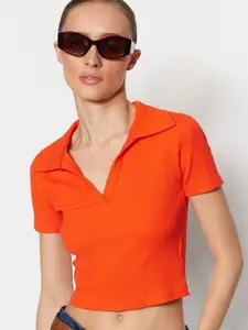 Trendyol Shirt Collar Fitted Crop Top