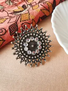 Infuzze Silver-Plated Stone-Studded Ring