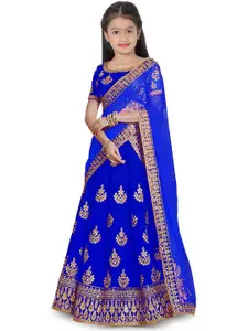 BAESD Girls Embroidered Thread Work Semi-Stitched Lehenga & Unstitched Blouse With Dupatta