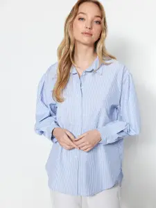 Trendyol Spread Collar Contemporary Opaque Striped Casual Shirt