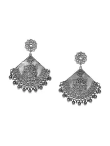 Infuzze Silver-Plated Contemporary Temple Drop Earrings