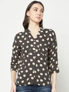 Crimsoune Club Mandarin Collar Floral Printed Opaque Casual Shirt