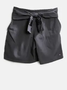 Tommy Hilfiger Girls Charcoal Grey Solid Shorts