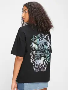 Bewakoof X Harry Potter Typography Printed Pure Cotton T-shirt