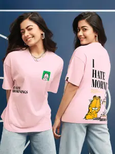 Bewakoof Official Garfield Merchandise Women I Hate Mornings Print Oversized T-shirt