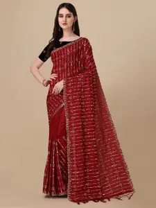 VILLAGIUS Embellished Sequinned Pure Silk Ilkal Saree