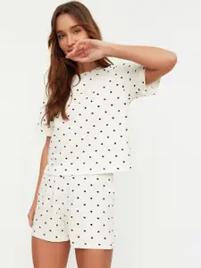 Trendyol Printed Pure Cotton T-Shirt & Shorts