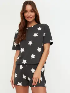 Trendyol Printed Pure Cotton T-shirt With Shorts