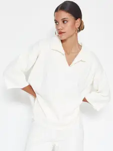 Trendyol Shirt Collar Acrylic Top With Trousers