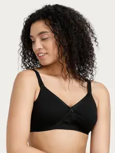 Rosaline by Zivame Black Solid Non-Wired Non Padded Everyday Bra