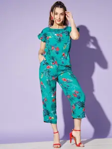 WoowZerz Floral Printed Top With Trousers