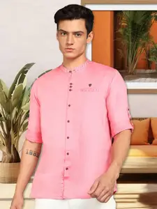 Kuons Avenue Smart Slim Fit Band Collar Casual Shirt