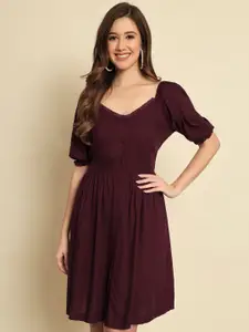 Trend Arrest Puff Sleeve Fit & Flare Dress
