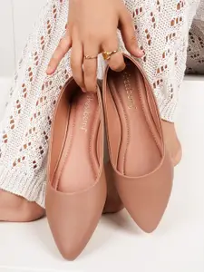 DressBerry Nude-Coloured Pointed Toe Ballerinas
