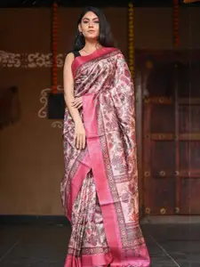 Very Much Indian Floral Printed Pure Silk Saree