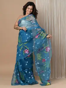 Very Much Indian Floral Printed Organza Saree