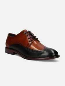 Bugatti Men Livorno Flex Evo Dark Grey & Cognac Leather Forma Brogue Shoes