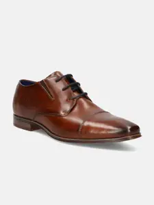 Bugatti Men Morino I Cognac Leather Formal Derby Shoes
