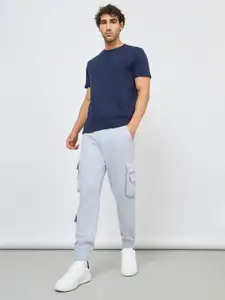 Styli Men Solid Cargo Joggers with Zipper Pockets