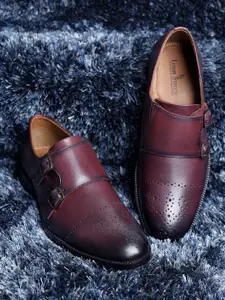 LOUIS STITCH Men Premium Leather Dual Tone Patina Monk Shoes