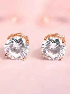 Zavya 925 Pure Sterling Silver Rose-Gold Plated Circular Stud Earrings