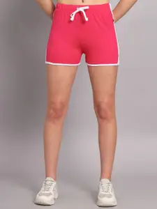 The Dry State Women Pink Mid-Rise Cotton Shorts