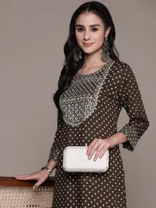 Readiprint  Ethnic Motifs Embroidered Mirror Work Pure Cotton Kurta