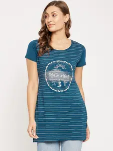 VERO AMORE Striped Cotton Longline T-shirt