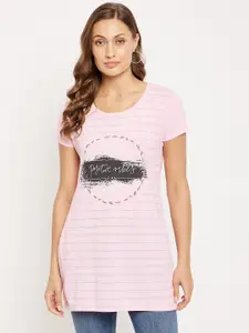 VERO AMORE Striped Pure Cotton Longline T-shirt