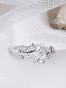 VIEN Silver-Plated CZ-Studded Ring
