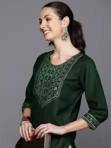 Indo Era Ethnic Motifs Embroidered Sequinned Detail Straight Kurta