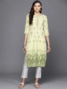 Indo Era Ethnic Motifs Foil Printed Straight Kurta