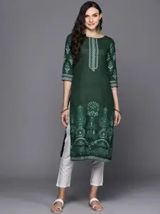Indo Era Ethnic Motifs Foil Printed Straight Kurta