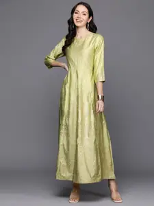 Indo Era Floral Foil Print Liva A-Line Maxi Dress
