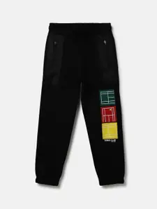 United Colors of Benetton Boys Mid-Rise Geometric Printed Cotton Joggers